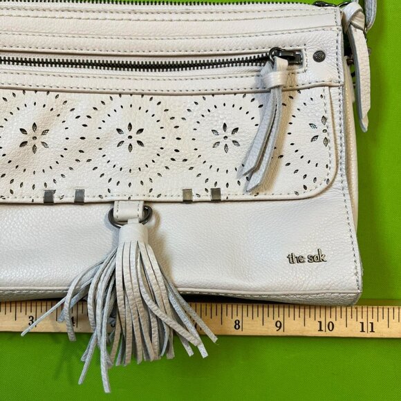 The Sak Boho Preppy White Tassel Western Native Crossbody Side Purse Bag - Picture 7 of 8